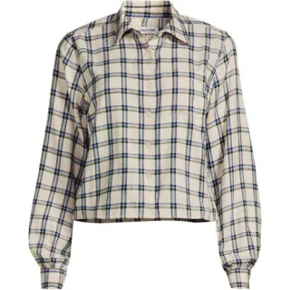 Verkürzte Flanellbluse für Damen in Plus-Größe, Damen, size: plus, Elfenbein, Baumwolle, by Lands' End