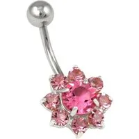 Firetti Bauchnabelpiercing Schmuck Geschenk Piercing Silber 925 Körperschmuck Blume, mit Kristall