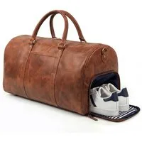 SID & VAIN Reisetasche echt Leder Weekender groß Ledertasche braun SKYLER mit Schuhfach, Echtleder Reisegepäck für Damen & Herren, Sporttasche XL Dunkelbraun