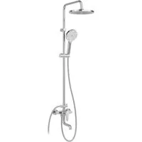 GarveeMore Stangenbrause-Set Modernes Regendusche Duschsystem ohne Armatur – Edelstahl Duschsäule, mit 25 cm Rundkopf, höhenverstellbar – Komplettes Badzubehör Set