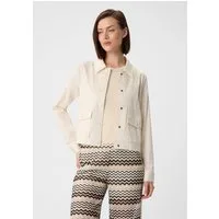 comma Funktionsjacke Indoor-Jacke Leichte Jacke aus Baumwollmix im Boxy Fit mit Hemdkragen