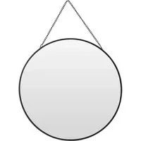Meinposten Wandspiegel Spiegel rund 30 cm Metall schwarz Glas Schminkspiegel Dekospiegel (1-St)