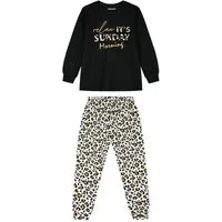 ENERGIERS Pyjama ENERGIERS Mädchen Schlafanzug lang Pyjama Leo black (2 tlg)