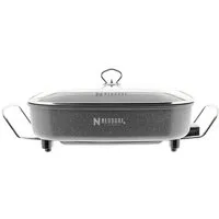Neudorf Elektrische Pizzapfanne Elektrische Pfanne mit Glasdeckel 1500 W - 8 Liter, 1500 W, Antihaftbeschichtet