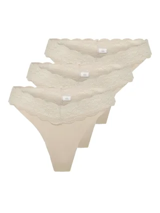 ONLY - ONLCHLOE LACE S.S THONG 3-PACK ACC NOOS Peach Taffy - Gr. - S