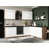 Möbel für Dich Winkelküche moderne Eckküche in L-Form Gianna 260x200 cm, weiß, 9-teilig