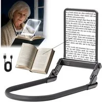 QUBEBU Umhängelupe 5X LED Leselupe 3in1 Lupe Hängenden Hals Standlupe Tischlupe Handlupe, Wiederaufladbar Hands Free Lupe mit 3Beleuchtungsmodi für Bücher Nähen, 1-tlg., Tragbar HD Lupe für das Lesen von kleinen Drucke & Low Vision Senioren, Dimmbare
