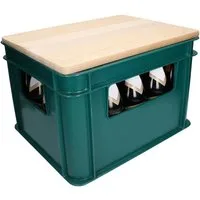 elasto Flaschenträger Bierkastensitz "Woody" - 2in1 Hocker & Schneidebrett