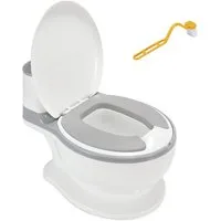 Clanmacy Toilettentrainer WC Potty weiß Toilettentrainer Kinderklo Lern Töpfchen mit Spülsound, Kindertoilette