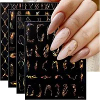 LuxusKollektion Nageldesign Zubehör Nagelsticker Marble Line 9 Blatt selbstklebend Nailart Gold