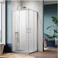 SONNI Eckdusche Eckdusche Duschkabine Eckeinstieg Schiebetüren 6mm Glas, BxT: 70x70 cm, Einscheibensicherheitsglas, 70-120 X 185cm, links und recht montierbar