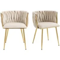 KLAM HOME Stuhl Esszimmerstuhl Polsterstuhl Wohnzimmerstuhl Schlafzimmerstuhl (Modernes luxuriöses Samt-Esszimmerstuhl-Set mit goldenen Metallbeinen), für Esszimmer, Wohnzimmer und Schlafzimmer (2er-Set)