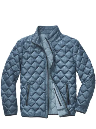 Mey & Edlich Herren Schwerelose Stepplederjacke Blau 100 % Lammnappa