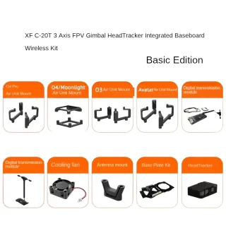 XF C-20T 3-Axis FPV Gimbal HeadTracker Integrated Baseboard All-In-One Edition for DJI O4/ O4 PRO/ DJIO3 with Wireless K