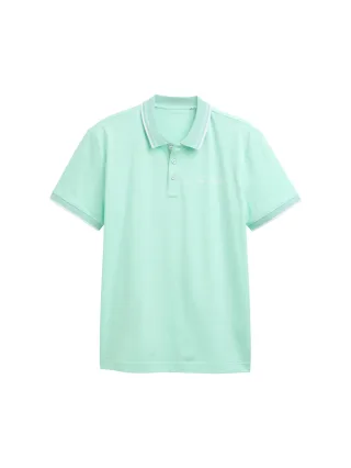 Tom Tailor - Poloshirt mit Logo-Print aus Baumwolle bright mint green - Gr. - M