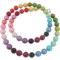 traumschmuck Perlenkette 441f Halskette Glas-/Muschelkernperlen seidenmattmehrfarbig, bunt, (Geschenk, Muttertag, Weihnachten, Geburtstag, Valentinstag, incl. Schmuckbox), handgefertigt, Made in Germany