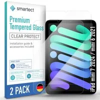 smartect Displayschutzglas Schutzglas Panzerfolie Klar für iPad mini 7 2024 / mini 6 2021, Set, 2 Stück, Schutzfolie Glasschutz Bildschirm