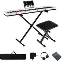 COSTWAY Home-Keyboard (1-St), 88-Tasten E-Piano, Digitalpiano mit Ständer & Hocker