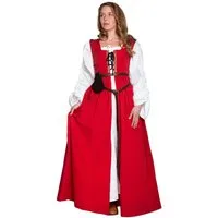 Supreme Replicas Kostüm Oberkleid - Lucretia, rot, Surcot Renaissance Kleid mit verstärkter Schnürmieder Corsage für B