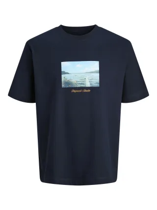 JACK&JONES - JORNORREBRO PHOTO TEE SS CREW NECK LN Sky Captain - Gr. - S