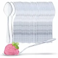AllBag Plastikbindegerät 50 transparente Plastiklöffel 12 cm Mehrweg Party Besteck PS