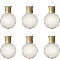 Lumineo LED Solarleuchte, Solar Gartenleuchten LED Kugel Glühbirnen Kunststoff 8x11cm 6er Set