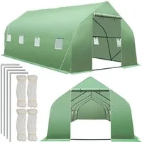 tectake Pflanztunnel Foliengewächshaus, Set, 600 x 300 x 205 cm, 27 m³, in Zeltform mit 8 Fenstern