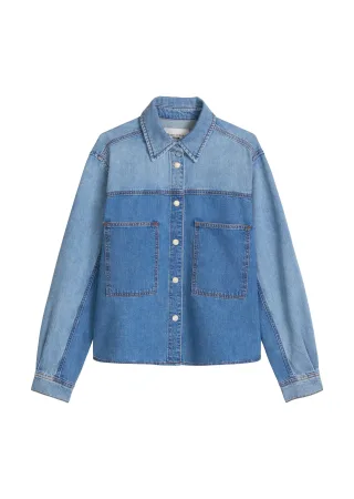 Marc OPolo DENIM - Jeansbluse in Patwork-Optik relaxed medium blue_multi_50 - Gr. - M