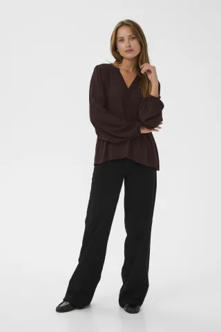 Langarm-Bluse KAstine Langarm-Bluse Regular fit dark brown