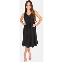 Seasons of April Blusenkleid BUKI MUSSELIN Ärmelloses Damen Musselin Kleid Damenkleid mit Tasseln in Trendfarben