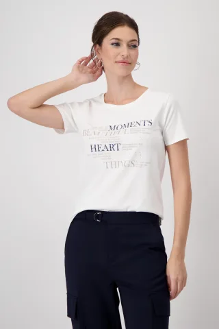 monari - T-Shirt mit Strasssteinen off-white - Gr. - 44