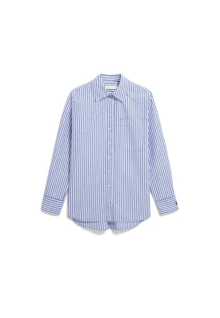 Armedangels - STRIPE LOOSE SHIRT BLOUSE white-dynamo blue - Gr. - S