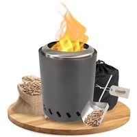 Lemodo Echtfeuer-Dekokamin Tischkamin für Holzpellets, rauchfreies Tischfeuer, Feuerstelle