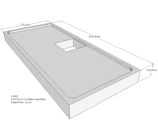 Neuesbad Wannenträger für Bette superflach 170x75x3,5 SD22763