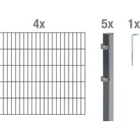 Alberts Doppelstabmattenzaun Grundset, (Set), Höhe: 80-200 cm, Gesamtlänge: 4-30 m, zum Einbetonieren