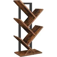 Hoobro Bücherregal, Baumform, Standregal Vintage schmal, 5 Ebenen CD-Regal für Wohnzimmer & Büro