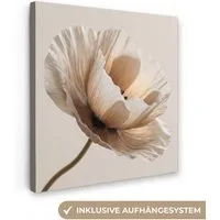 OneMillionCanvasses® Leinwandbild Blume - Beige - Creme, Fotodruck (1 St), Wandbild, Deko Schlafzimmer Wohnzimmer Flur 20x20 cm