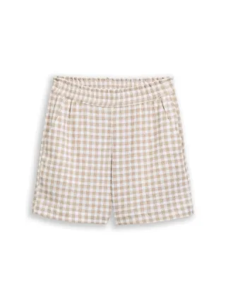 TOM TAILOR Denim - Karierte High-Waist Shorts beige - Gr. - S
