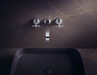 Hansgrohe 3-Loch Waschtischarm.Axor Citterio Wand Fertigset lang chrom m.Kreuzgriffen, 39143000 39143000