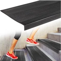 ANRO Stufenmatte Stufenschutz aus Gummi Treppenschutz Treppenmatte, Eckig, mit Rillen Größe 30x60cm - rutschischer & anpassbar