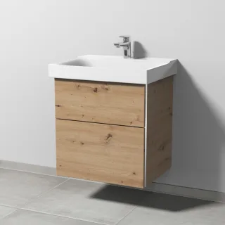 Sanipa 3way Waschtischunterbau zu Geberit Xeno2 Waschtisch mit 2 Auszügen, Eiche Natural-Touch BR66085