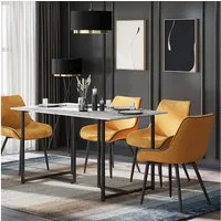 Vicco Esstisch Merido, Schwarz/Marmor-Weiß, 140 x 80 cm (1-St)