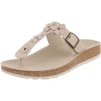 Ital-Design Feminine Flip-Flops mit Blumen-Design für Damen Zehentrenner (91512537) Flach Zehentrenner in Beige