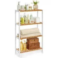 SONGMICS Badregal Badezimmerregal, Küchenregal, für Bad, Wohnzimmer, Flur, Küche, Schuhregal mit 4 Ebenen, Standregal aus Bambus, 26 x 60 x 100 cm