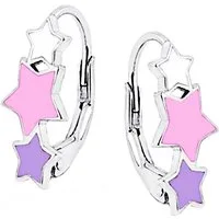 Goldene Hufeisen Paar Ohrhänger Sterne Klappbrisuren Ohrringe aus 925 Sterling Silber mit Emaille (1 Paar, inkl. Etui), rhodiniert