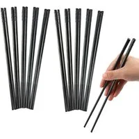 FELIXLEO Essstäbchen Essstäbchen Wiederverwendbar Spülmaschinenfest Schwarz 24cm