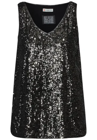 Street One - Blusentop mit Pailletten silver - Gr. - 36