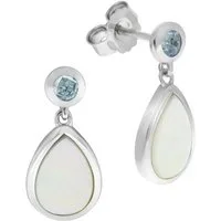 Zeeme Paar Ohrhänger 925/- Sterling Silber Blautopas Perlmutt