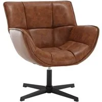 WAHSON OFFICE CHAIRS Loungesessel Armlehnstuhl Sessel aus PU-Leder, drehbar mit Metallbeinen