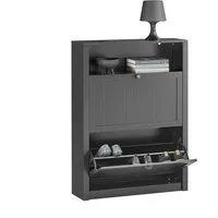 SoBuy Schuhschrank FSR87, Schuhkommode Schuhregal, Schuhschrank schmal Schuhkipper schmal mit 2 Klappen Schuhregal mit 4 Ablageflächen